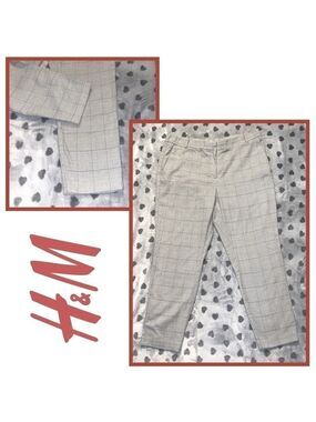 WOMEN'S H&M Plaid Dress Suit Pants Size 18 Gray Plaid stretch band